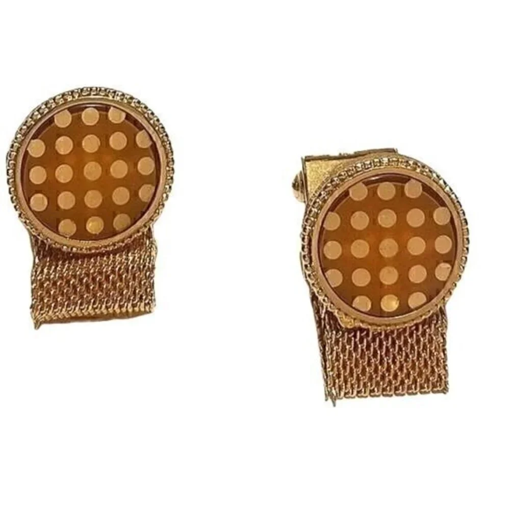 Vintage Hickok Gold Polka Dot Cufflinks